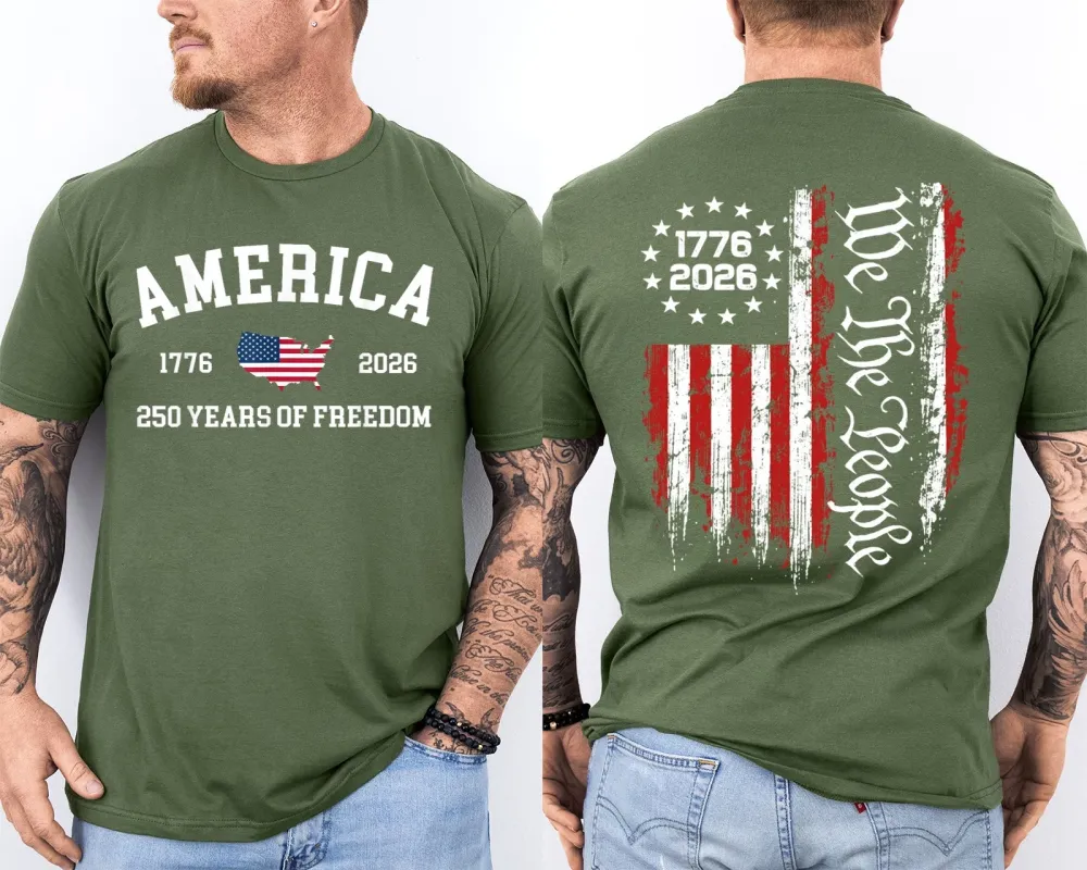 Men'S Casual American 1776-2026 Anniversary Printed Short Sleeved T-Shirt
