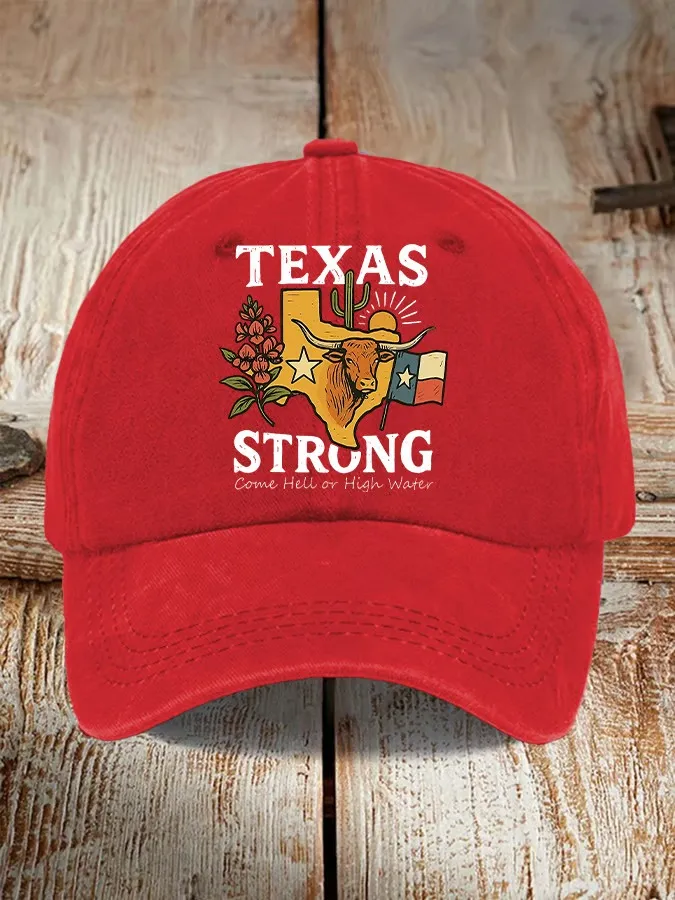 Unisex Retro Texas Strong Come Hell Or High Water Print Hat