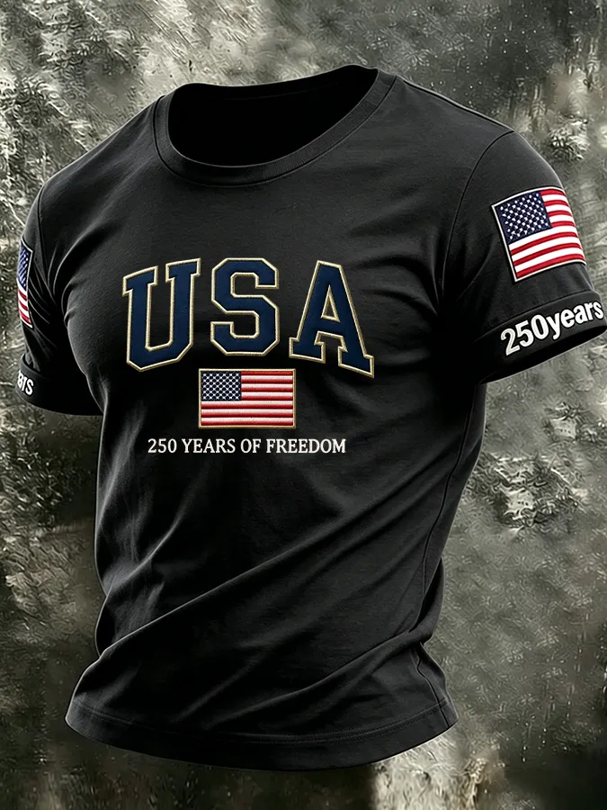 Men'S America Flag Printed Casual T-Shirt