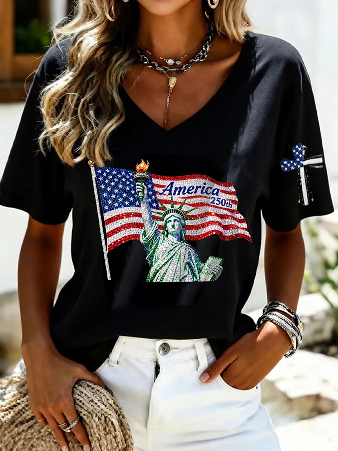 Women's Casual 250th Anniversary Independence Day Printed T-shirt