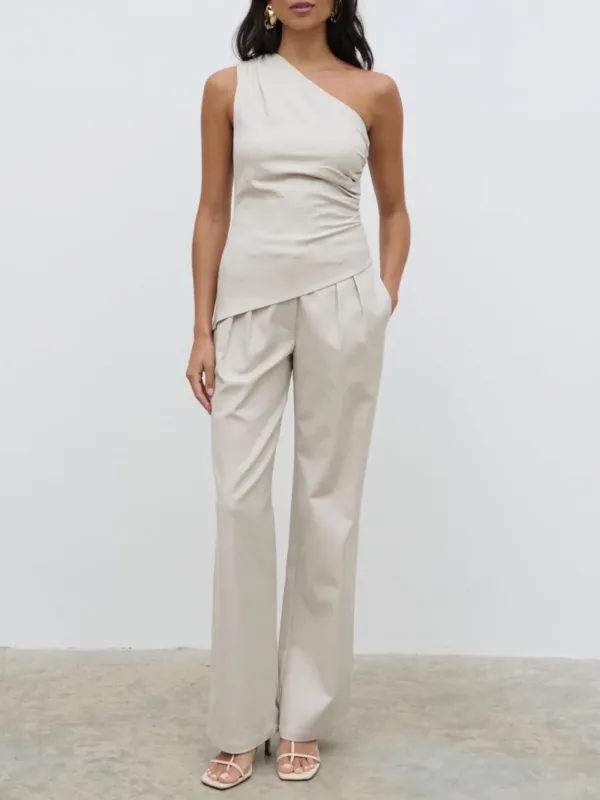 One Shoulder Ruched Top