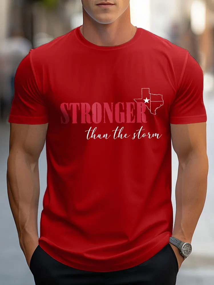 Men'S Casual Style STRONGER Daily Round Neck Slim Fit T-Shirt
