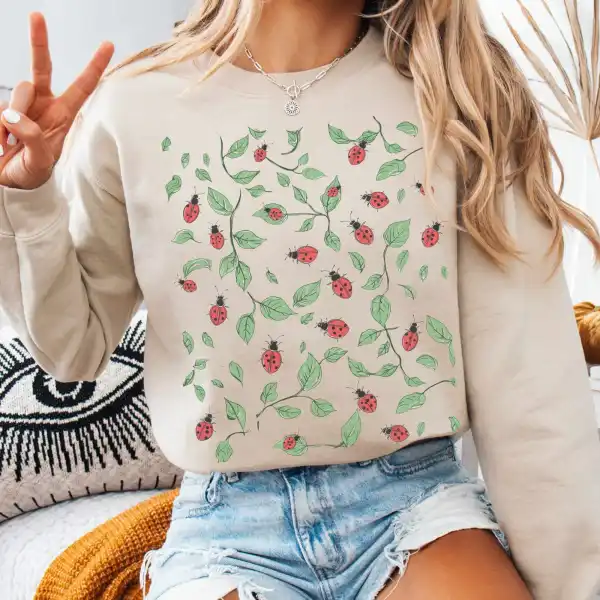 Ladybug Leafy Cottagecore Sweatshirt