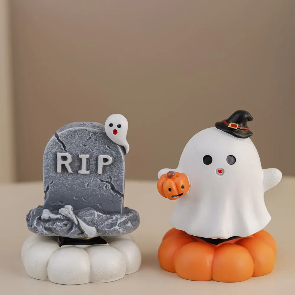 Halloween Ghost Pumpkin Skull Spinning Desktop Resin Ornament