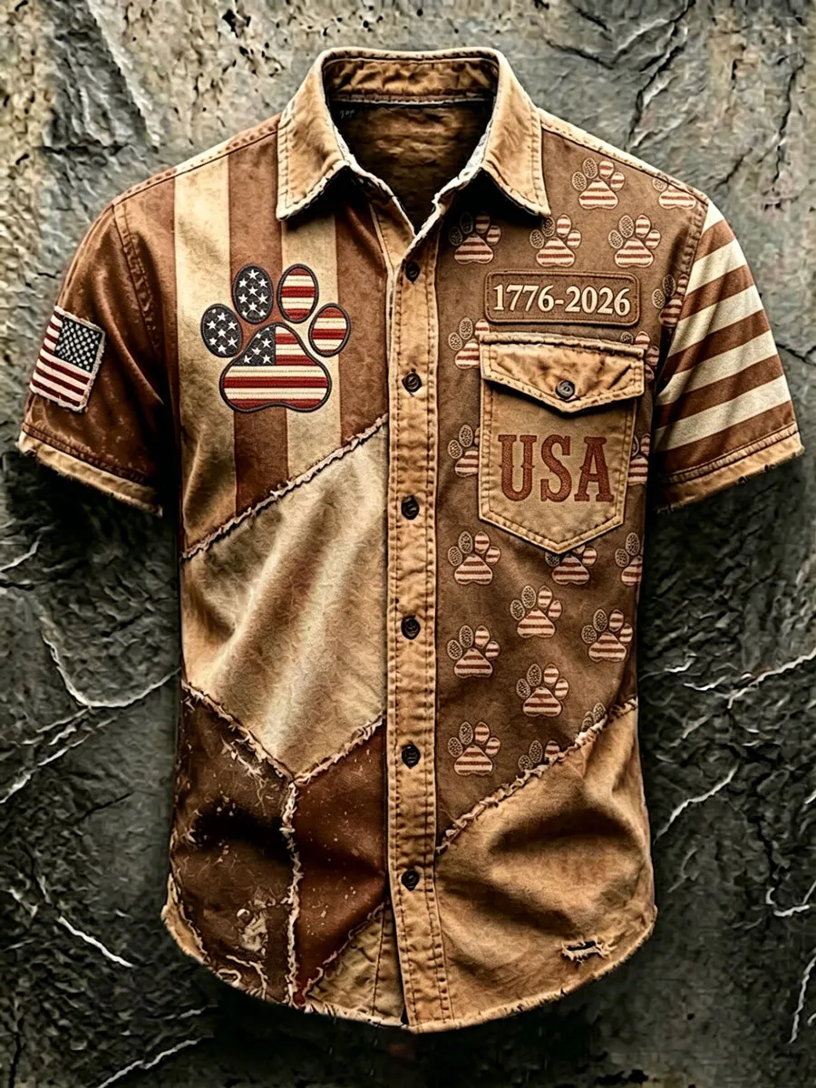 Men'S 250Th Anniversary National Paw Prints Print  Shirt