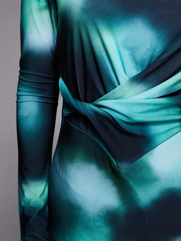 Abstract Tie Dye Slim Fit Dress