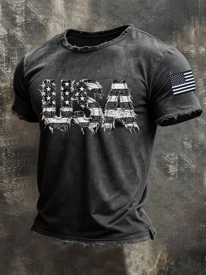 Men'S America Flag Printed Casual T-Shirt