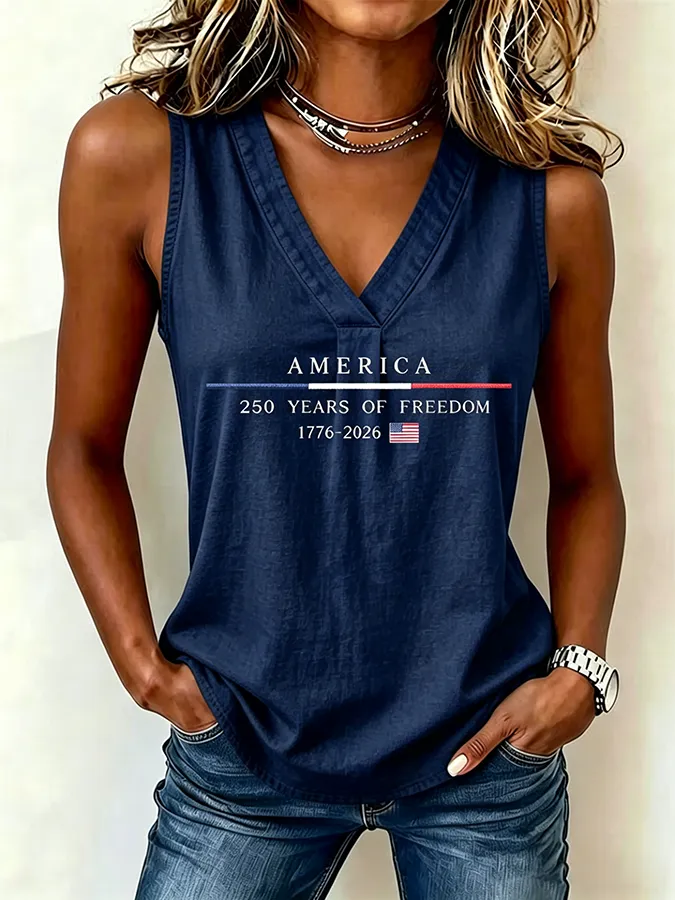 250Th Anniversary Embroidered Printed V-Neck Tank Top In The United States