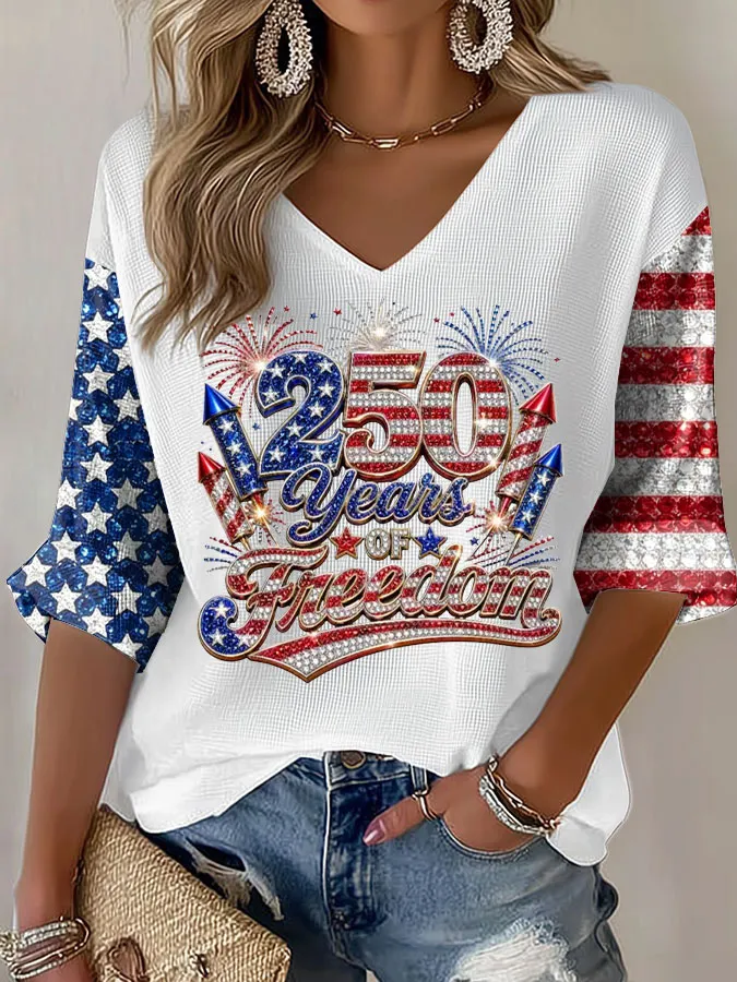 Women'S Leisure 250Th Anniversary Commemorative Waffle T-Shirt