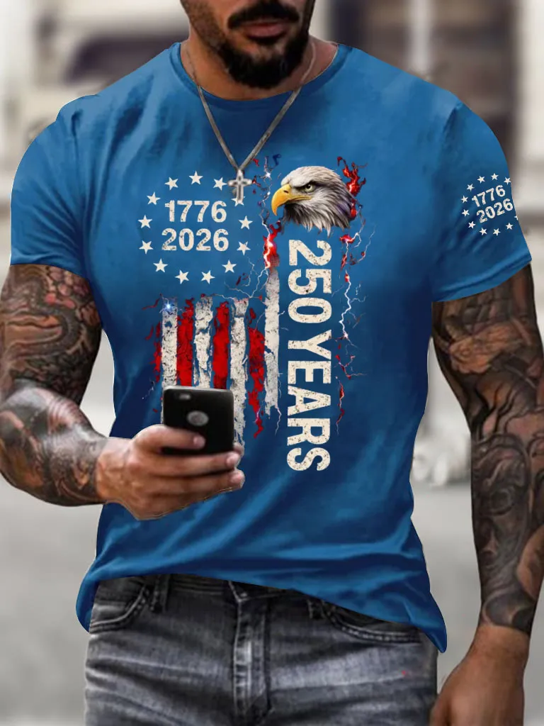 Men'S Bald Eagle American Printed T-Shirt
