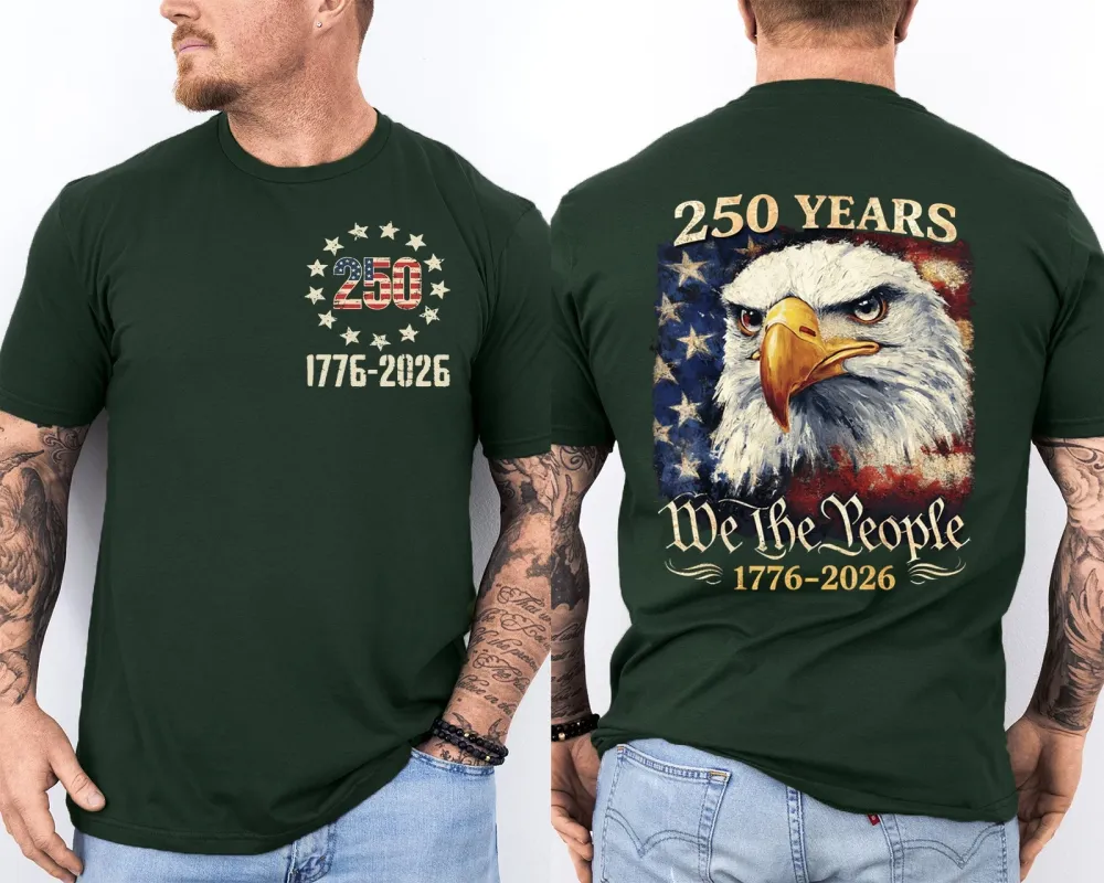 Men'S Casual American 1776-2026 Anniversary Printed Short Sleeved T-Shirt