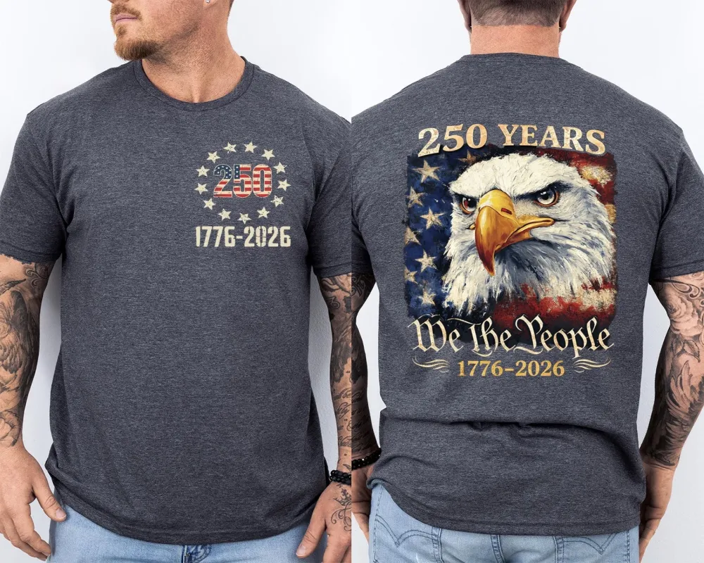 Men'S Casual American 1776-2026 Anniversary Printed Short Sleeved T-Shirt