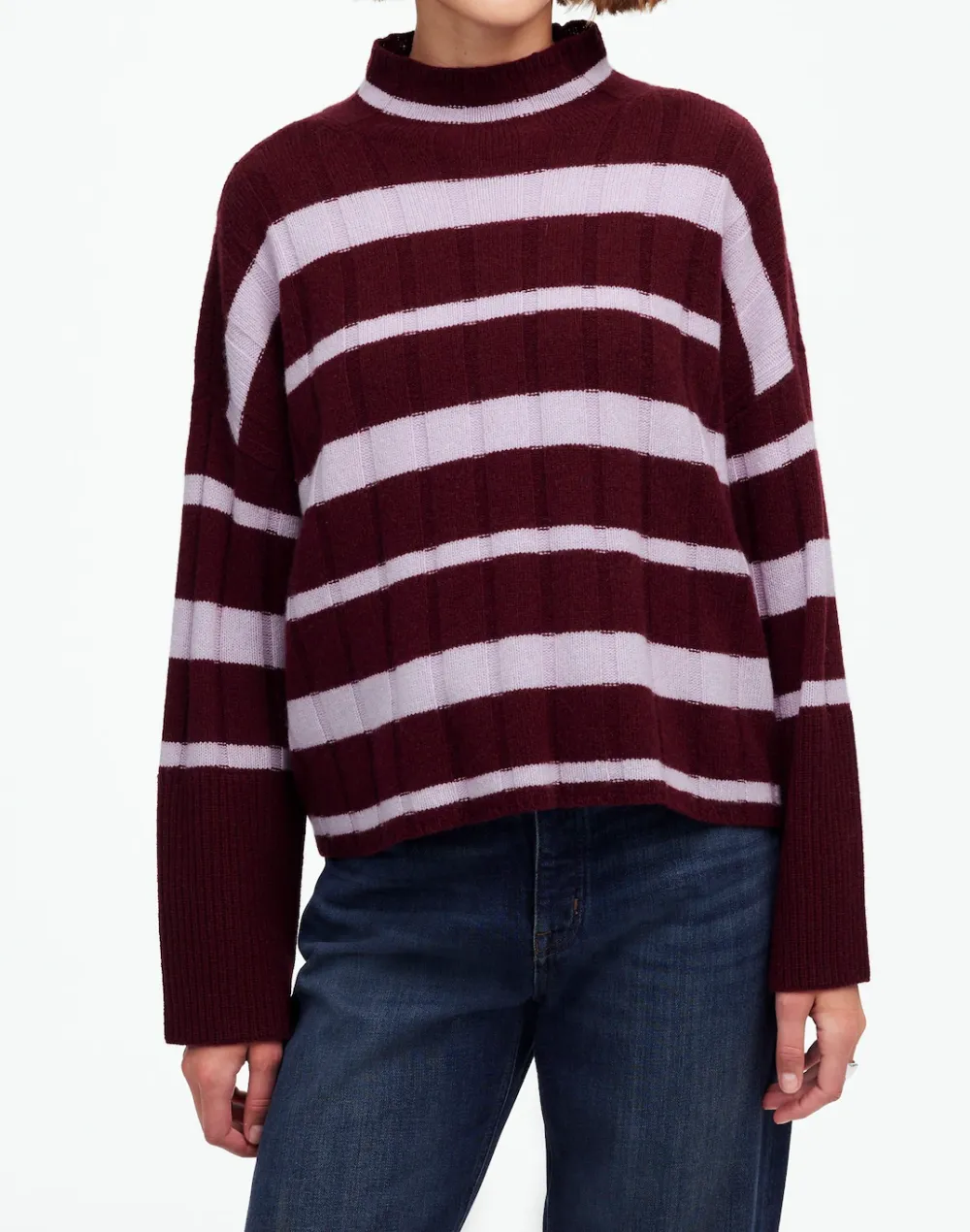 Ribbed Cashmere-Wool Blend Pullover Sweaters