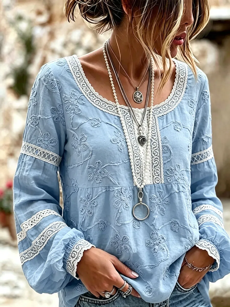 Women'S Retro Floral Print Top