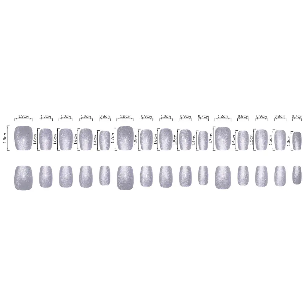 Nailhour 24Pcs Sheer Cat Eye Short Square Press On Nails