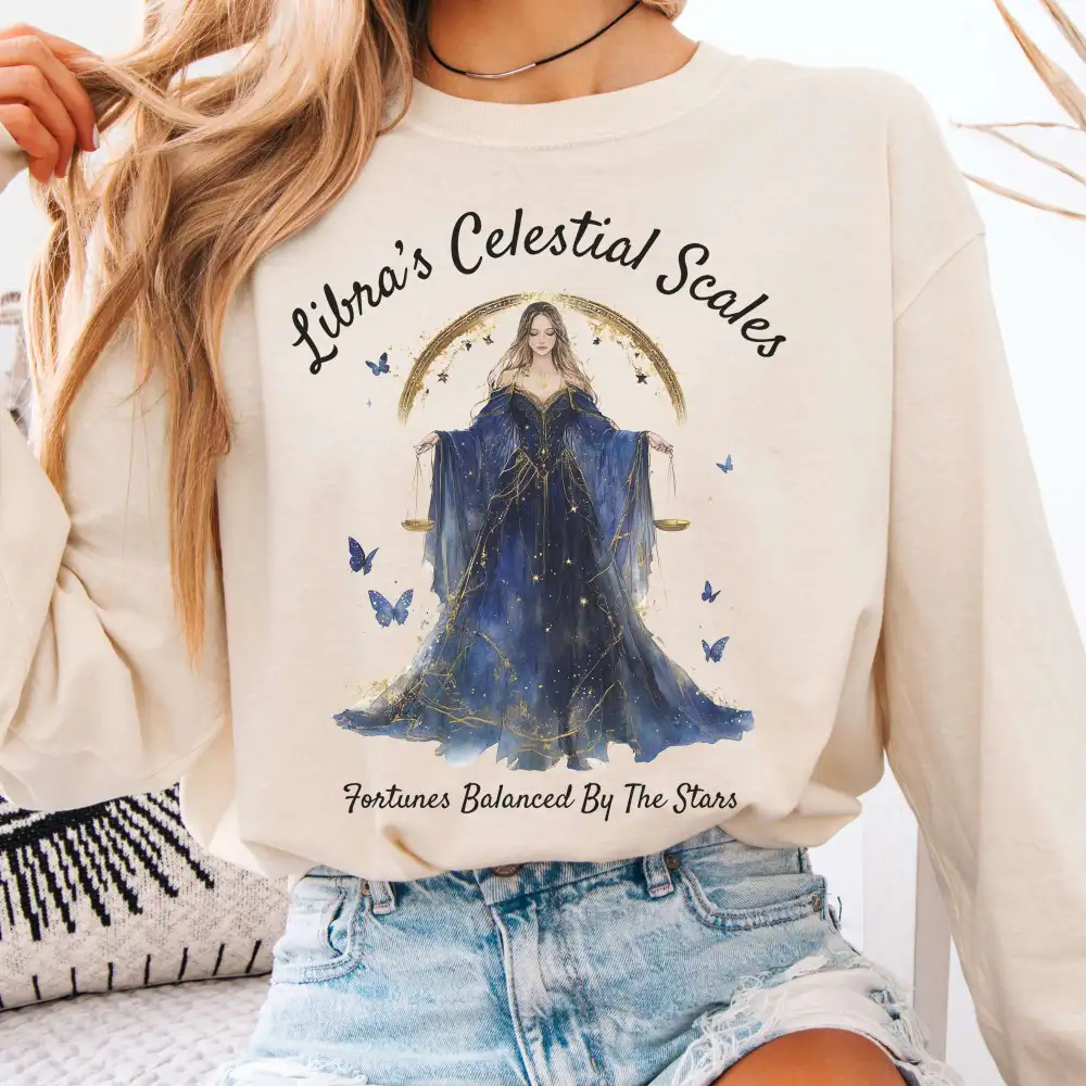 Libra's Celestial Scales Zodiac Long Sleeve Shirt