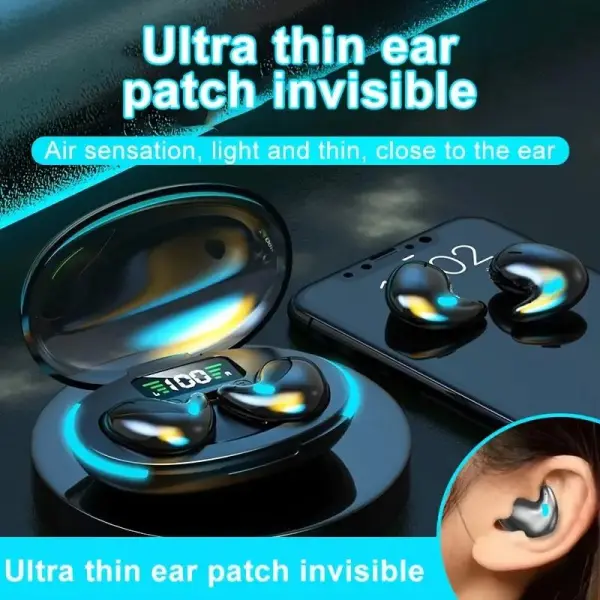 🔥Hot Sale 60% OFF🔥Thin Waterproof Earbuds for Small Ears: Comfortable for Sleep, Exercise - No Pressure, Low Delay, Long Life