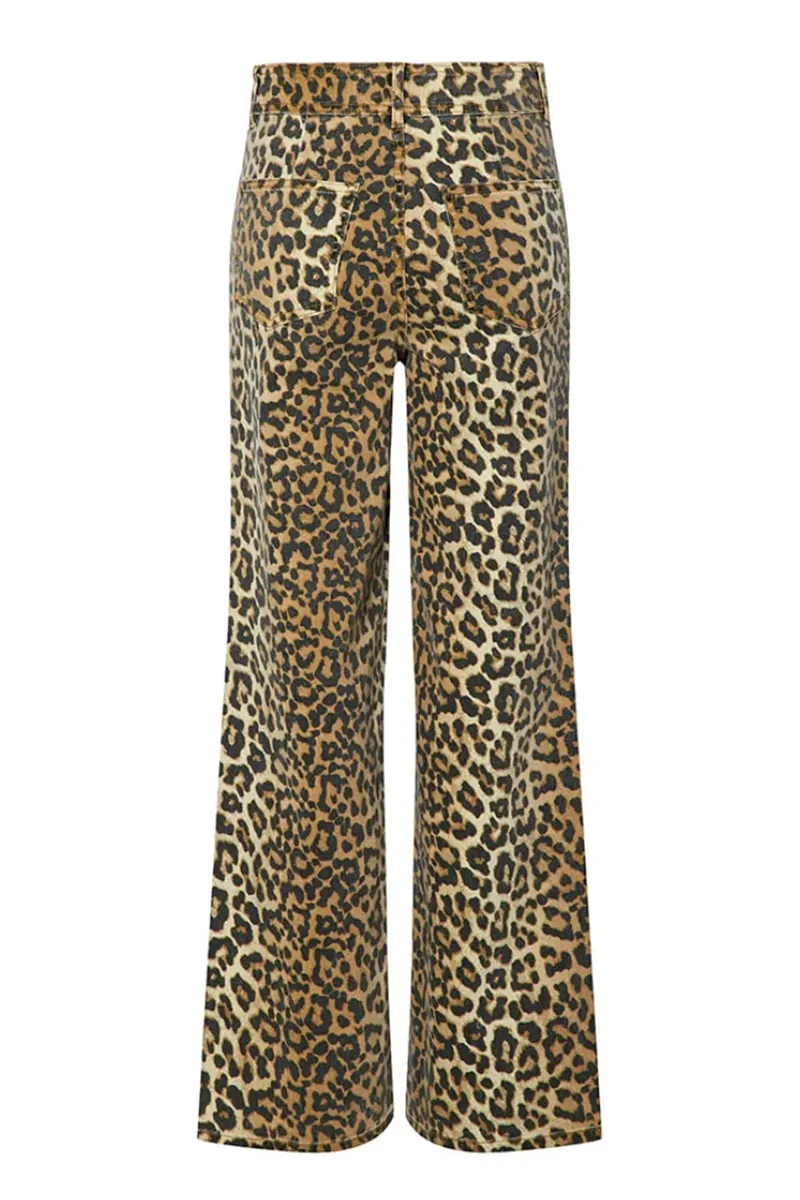 Leopard Print Wide Leg Jeans