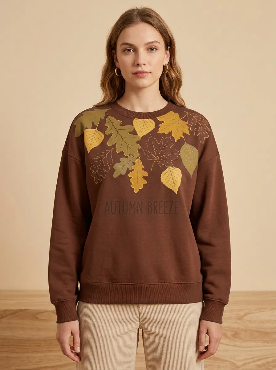 Botanical   Rust Printed Women's Graphic Sweatshirt