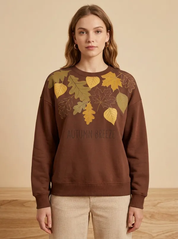 Botanical   Rust Printed Women's Graphic Sweatshirt