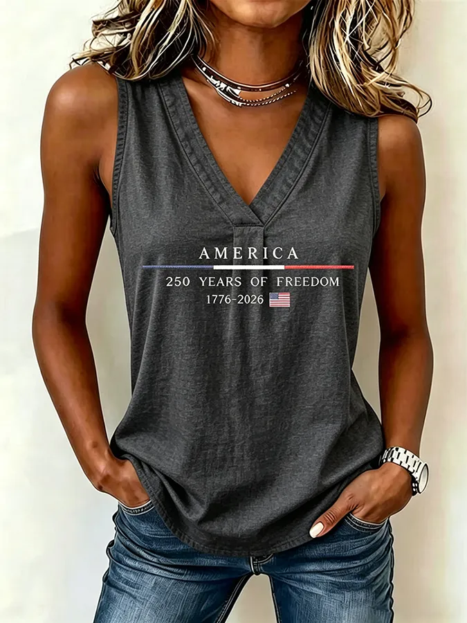250Th Anniversary Embroidered Printed V-Neck Tank Top In The United States