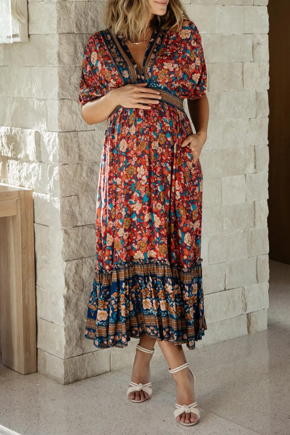 Unique Temperament Art V-Neck Floral Dress