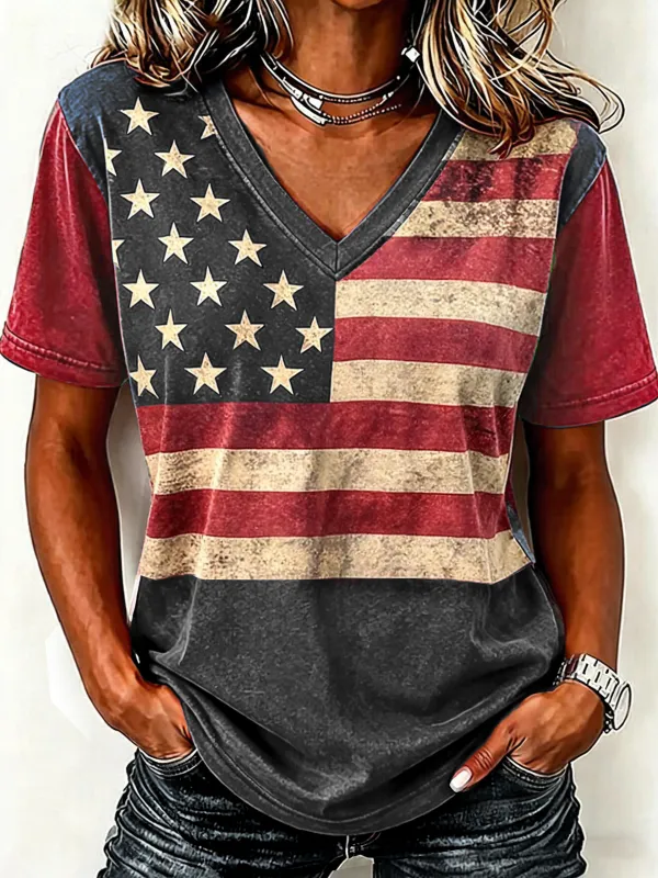 Women'S  Anniversary Flag Printed Casual T-Shirt