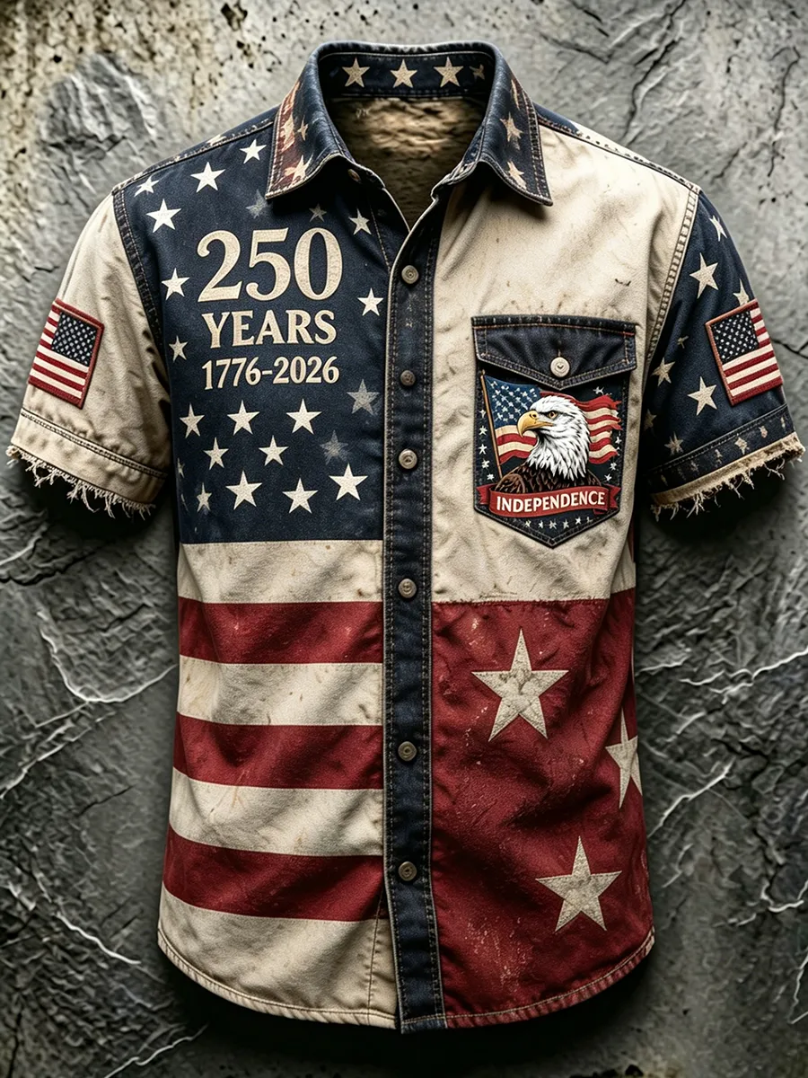 Men's 250th Independence Day Eagle Vintage Denim Shirt