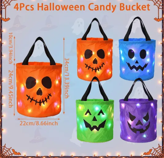 Halloween Colorful Candy Bags Led Light-up Gift Bags