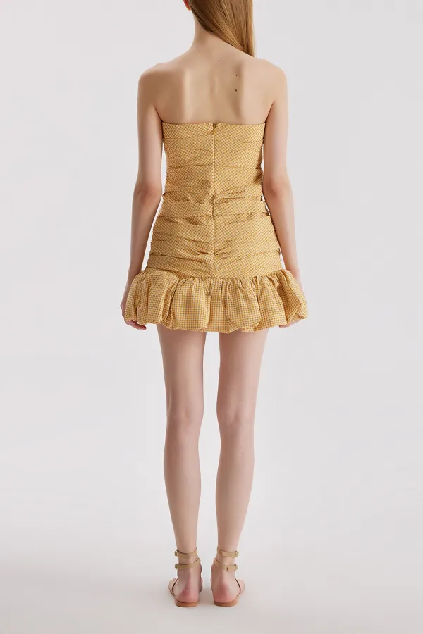 Strapless Mini Dress-Yellow