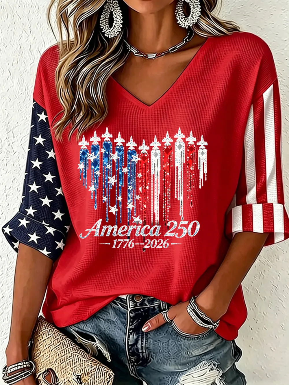 Women'S Leisure 250Th Anniversary Commemorative Waffle T-Shirt
