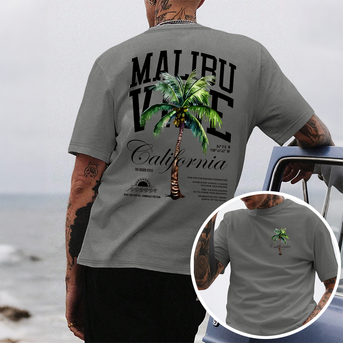 Malibu Inspired Tropical Graphic T-Shirt