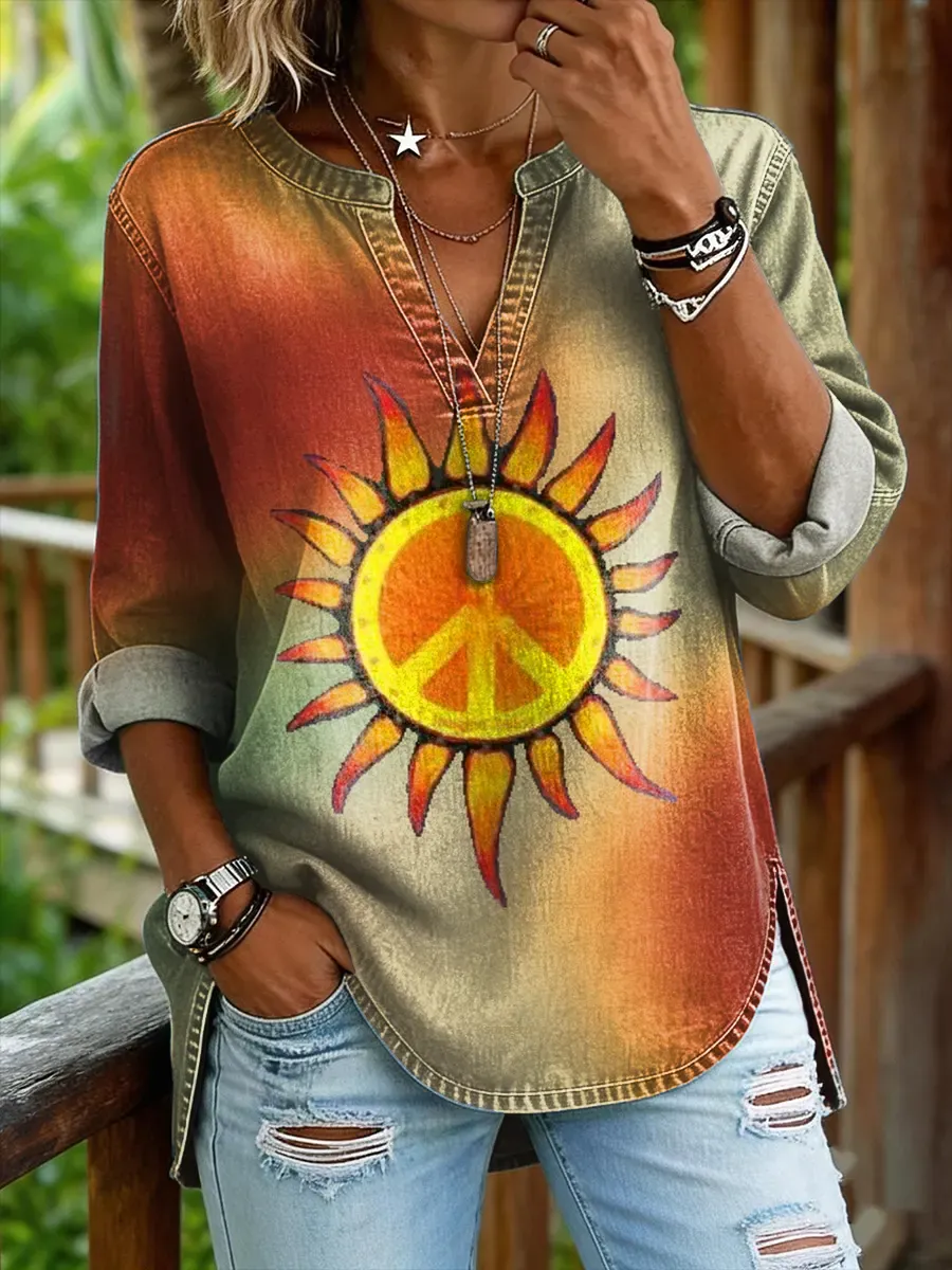 Women's casual printed top