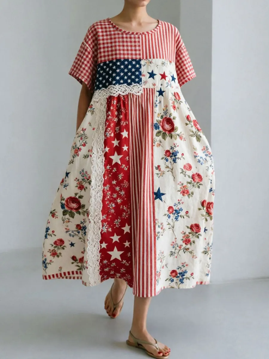 Women's 250th Floral Print Casual Dress