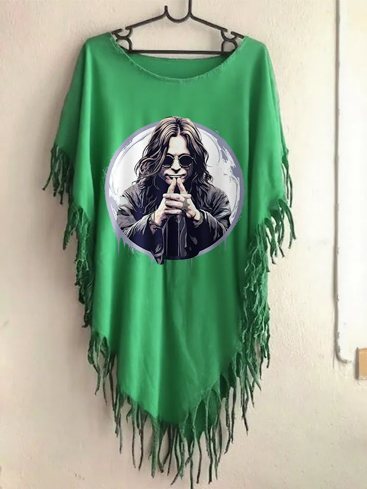 Women'S Gothic Art Pattern Irregular Hem  Cape