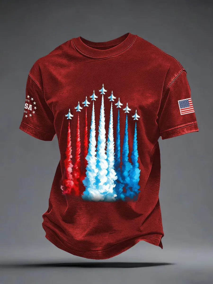 Men'S Independence Day Flag Printed T-Shirt