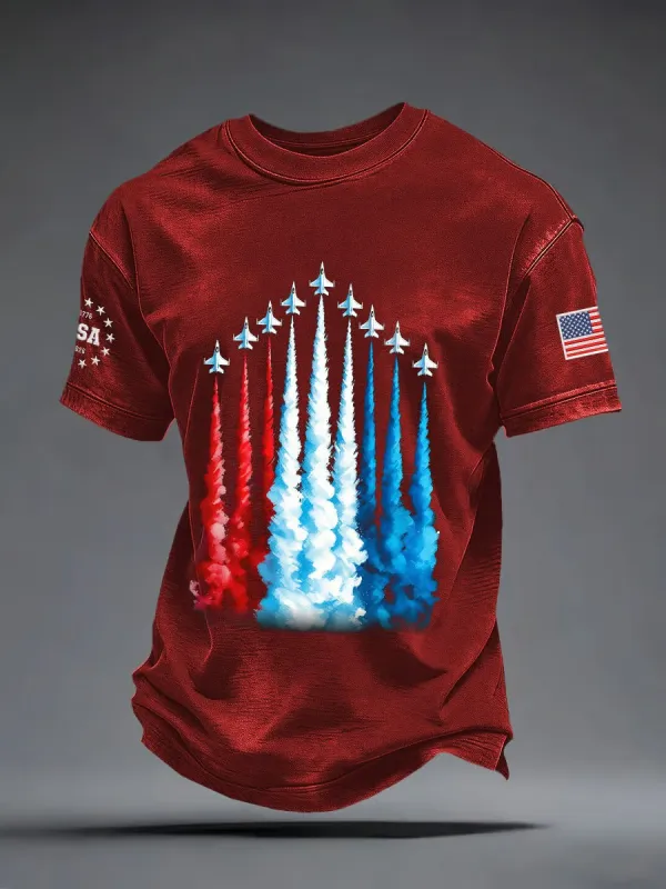 Men'S Independence Day Flag Printed T-Shirt