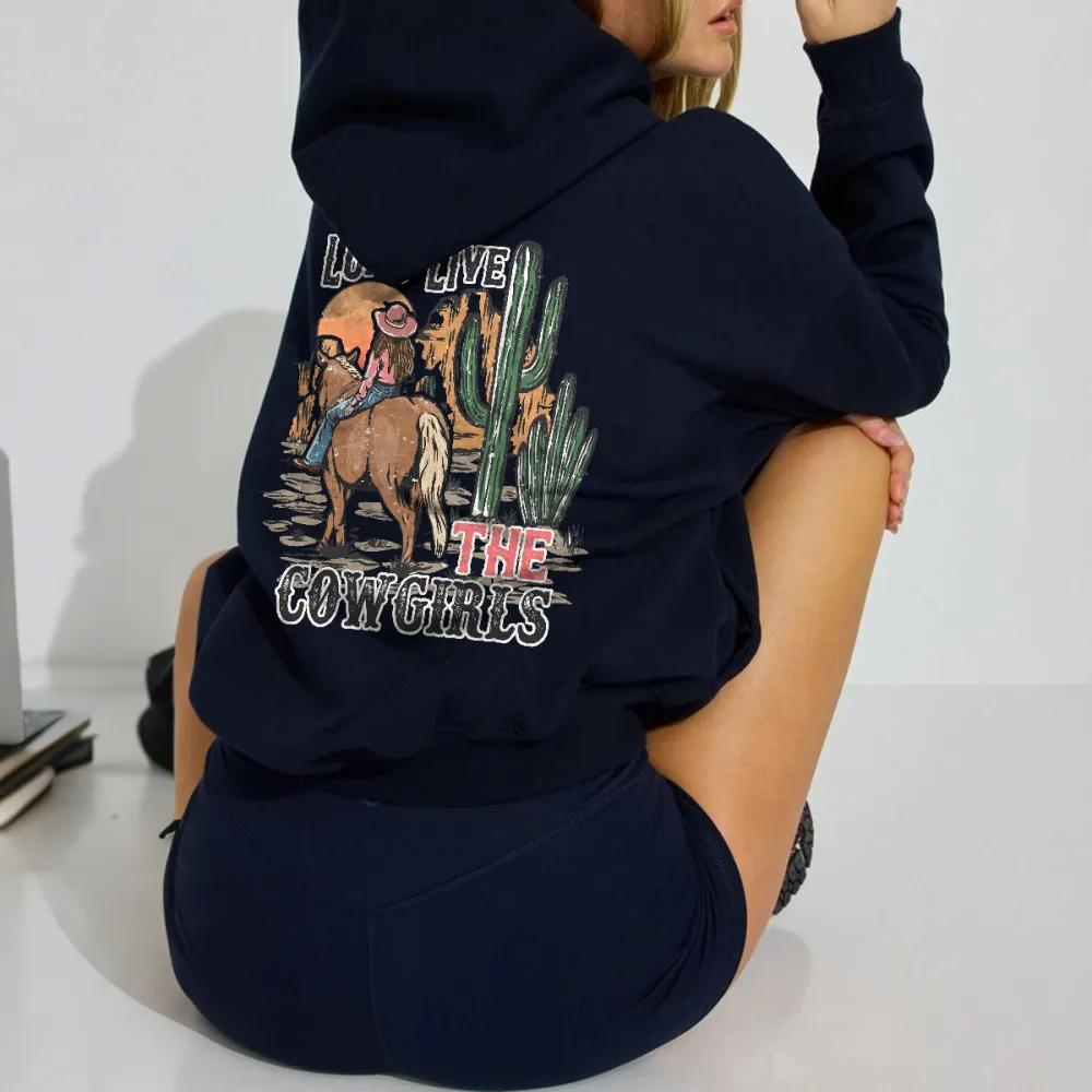 Cowboy And Sunset Combination Pattern Casual Hoodies
