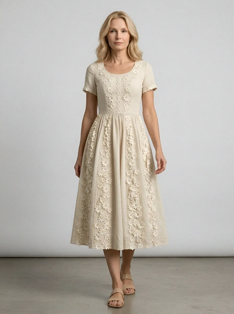 Women's Breast Cancer Awareness Daisy Floral Printed Dress