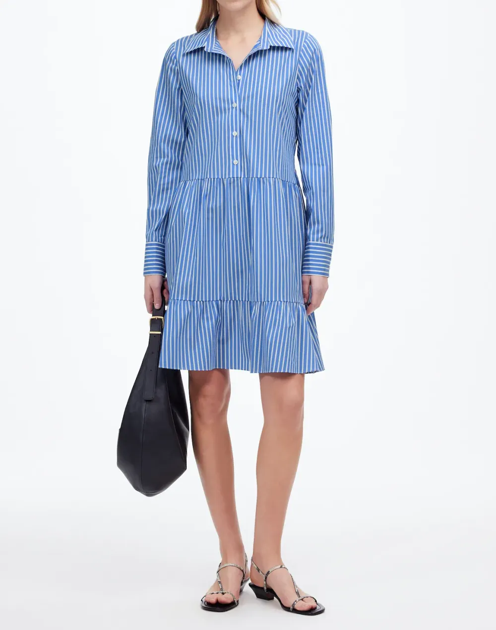 Blue And White Striped Midi Dresses