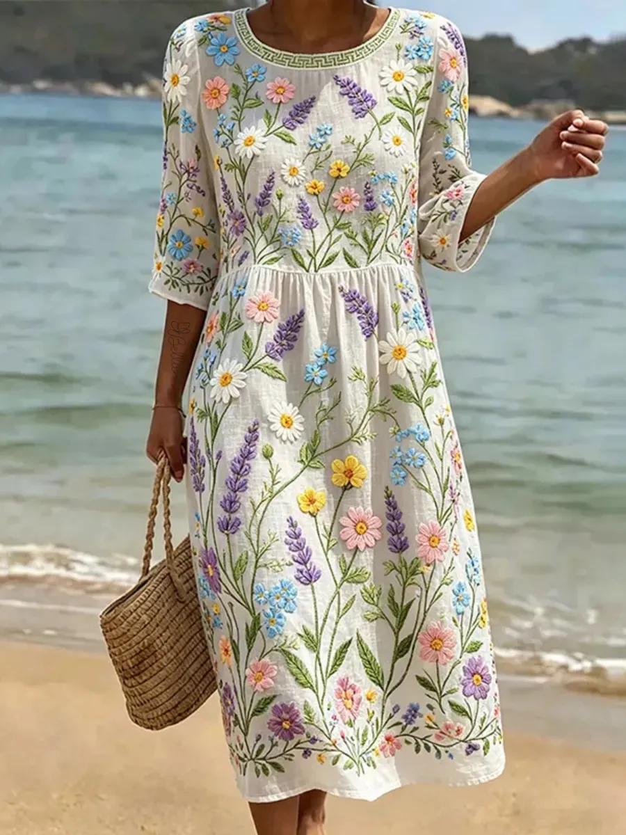 Women's Casual Cotton Linen Dress