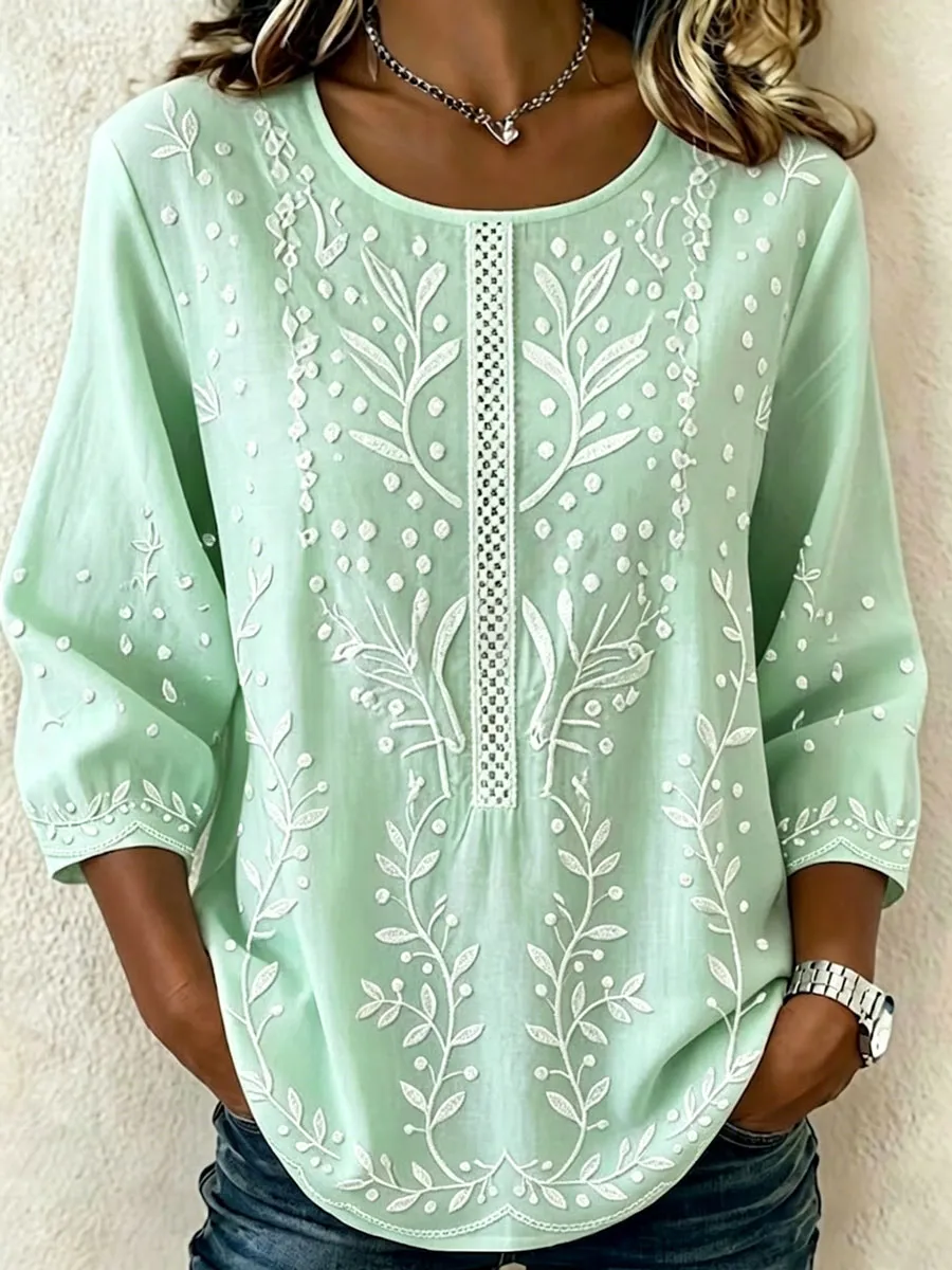 Women'S Casual Cotton And Linen Top