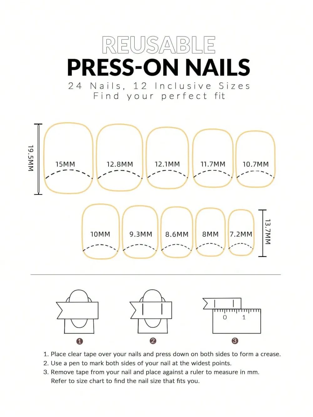 Nailhour French Manicure Short Square Nude 24Pcs Daily Press On Nails