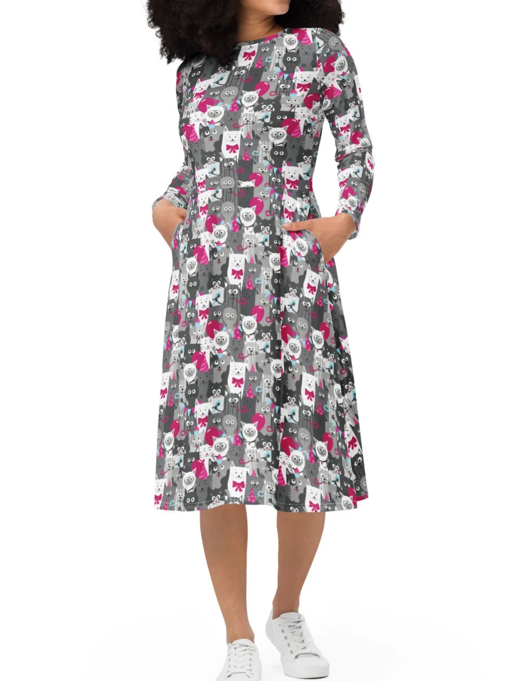 Funny Cat Print Dress