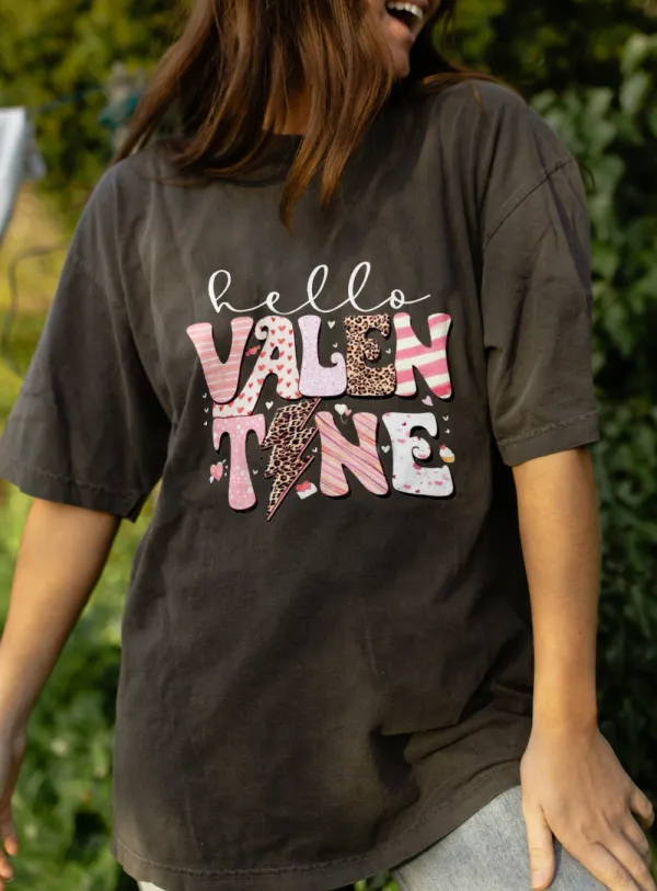 Women's Hello Valentine Printed Tee