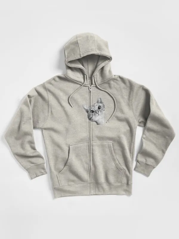sneaky cat Zipped Hoodie