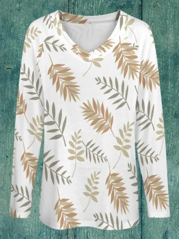 Minimalist Leaf Print T-Shirt