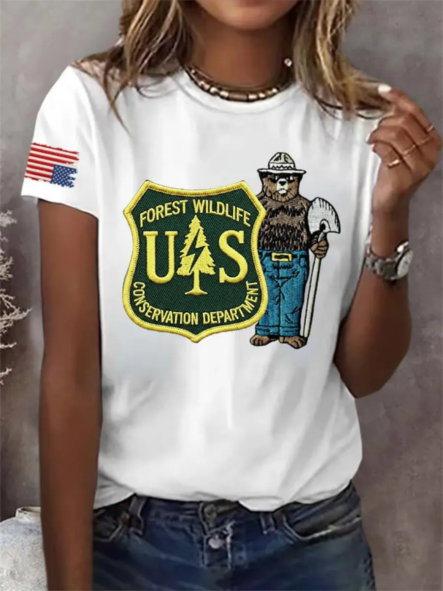 Women's Resist Bear Save The Forest Service Print T-shirt
