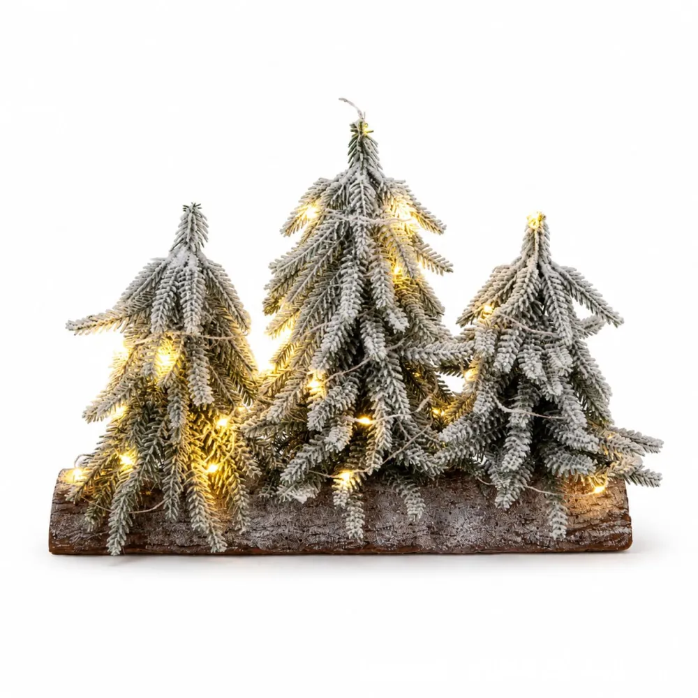 3Pcs Christmas Desktop Snowfall PE Mini Christmas Tree Potted Plant Ornament