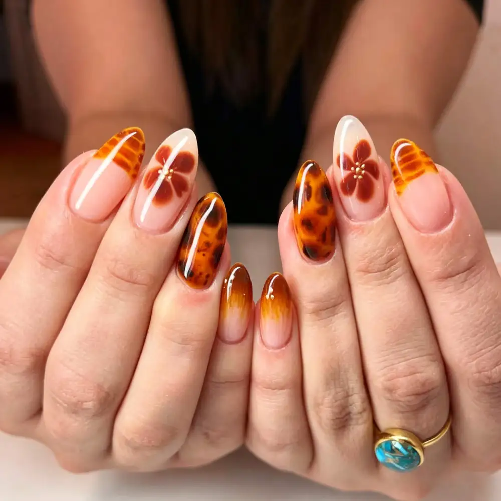 Nailhour 30Pcs Autumn Gradient Vintage Medium Almond Press On Nails